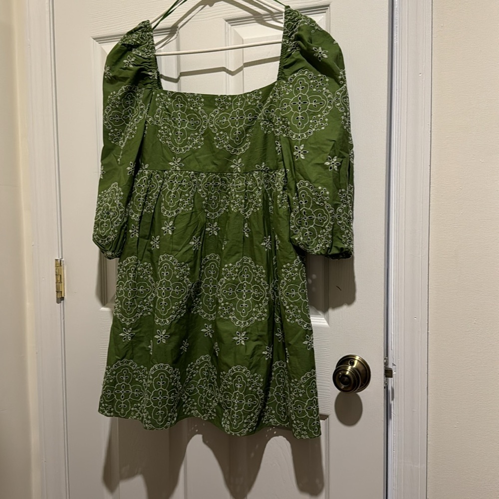 NWOT Zara Green Openwork Embroidered Dress Size S - Picture 3 of 4